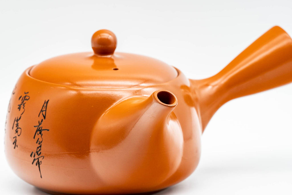 Japanese Kyusu - Kanji Engraved Tokoname-yaki Mesh Teapot - 400ml