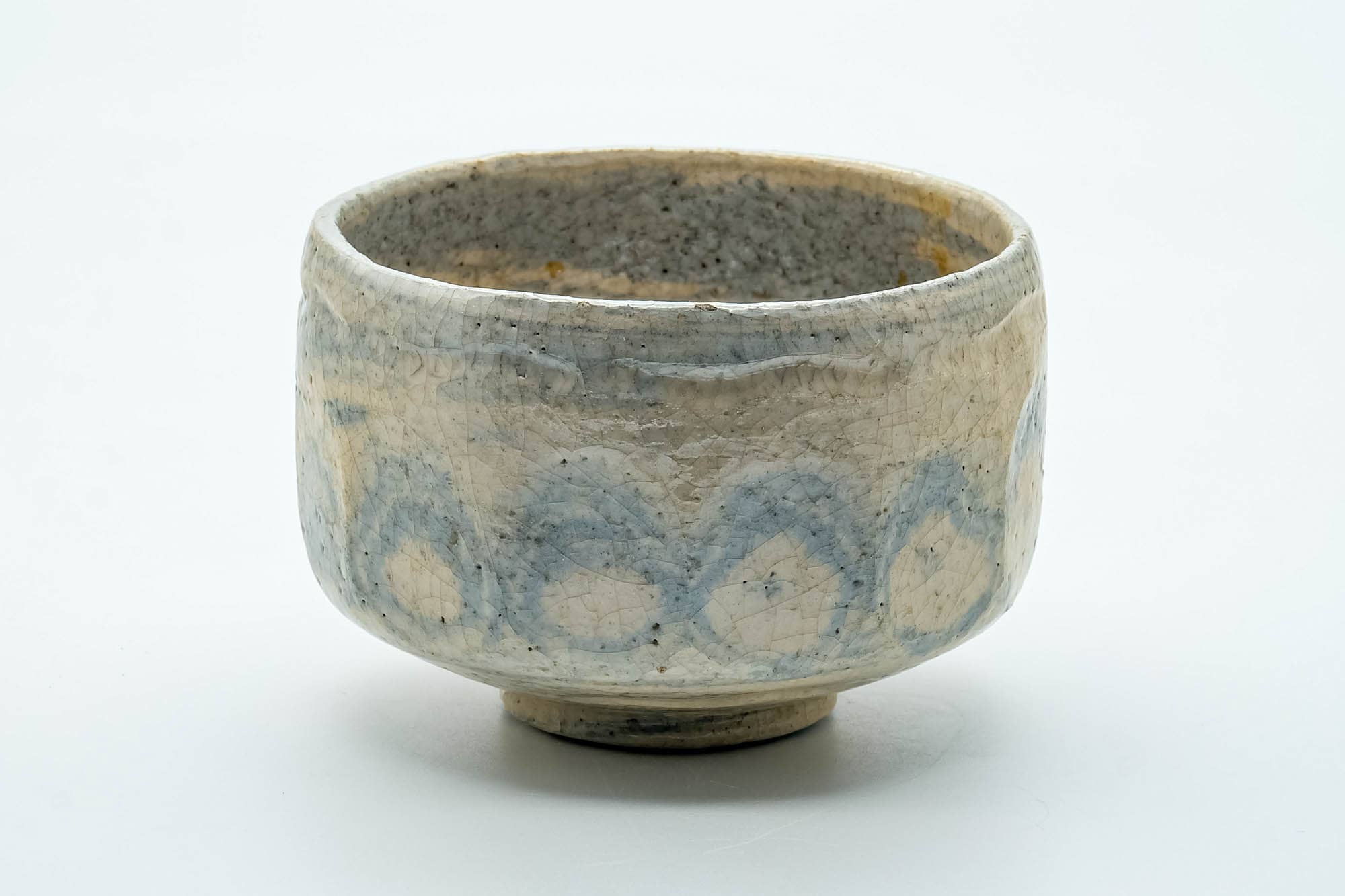 Japanese Matcha Bowl - 楽入窯 Rakunyu Kiln - Faceted Nerikomi Raku-yaki Chawan - 400ml