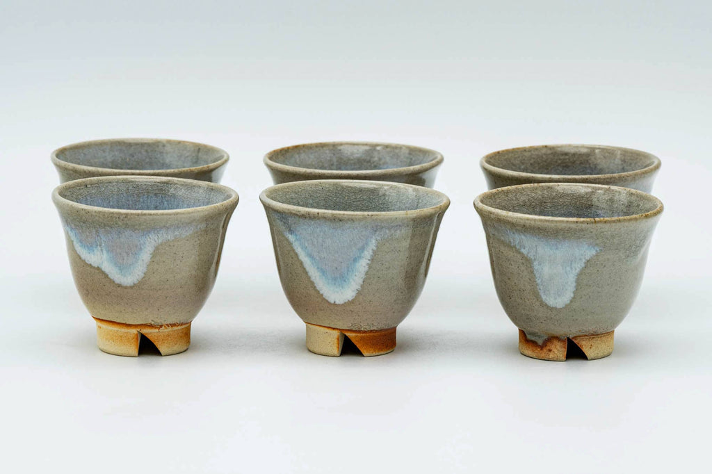 Japanese Tea Set - Drip-Glazed Hagi-yaki Houhin Teapot - Katakuchi Water Cooler - 2 Guinomi Teacups