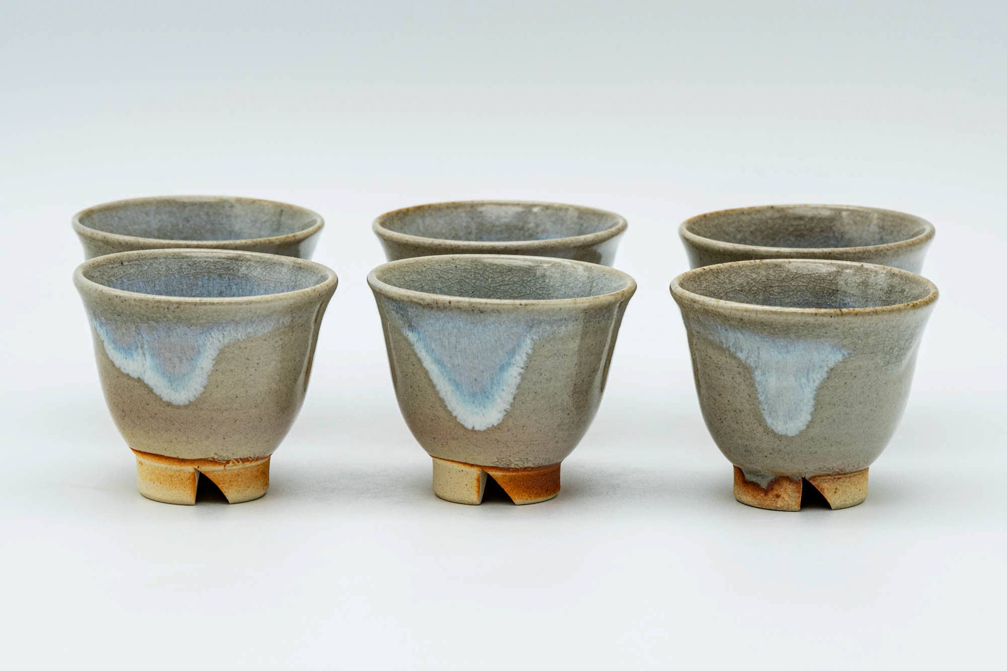 Japanese Tea Set - Drip-Glazed Hagi-yaki Houhin Teapot - Katakuchi Water Cooler - 2 Guinomi Teacups