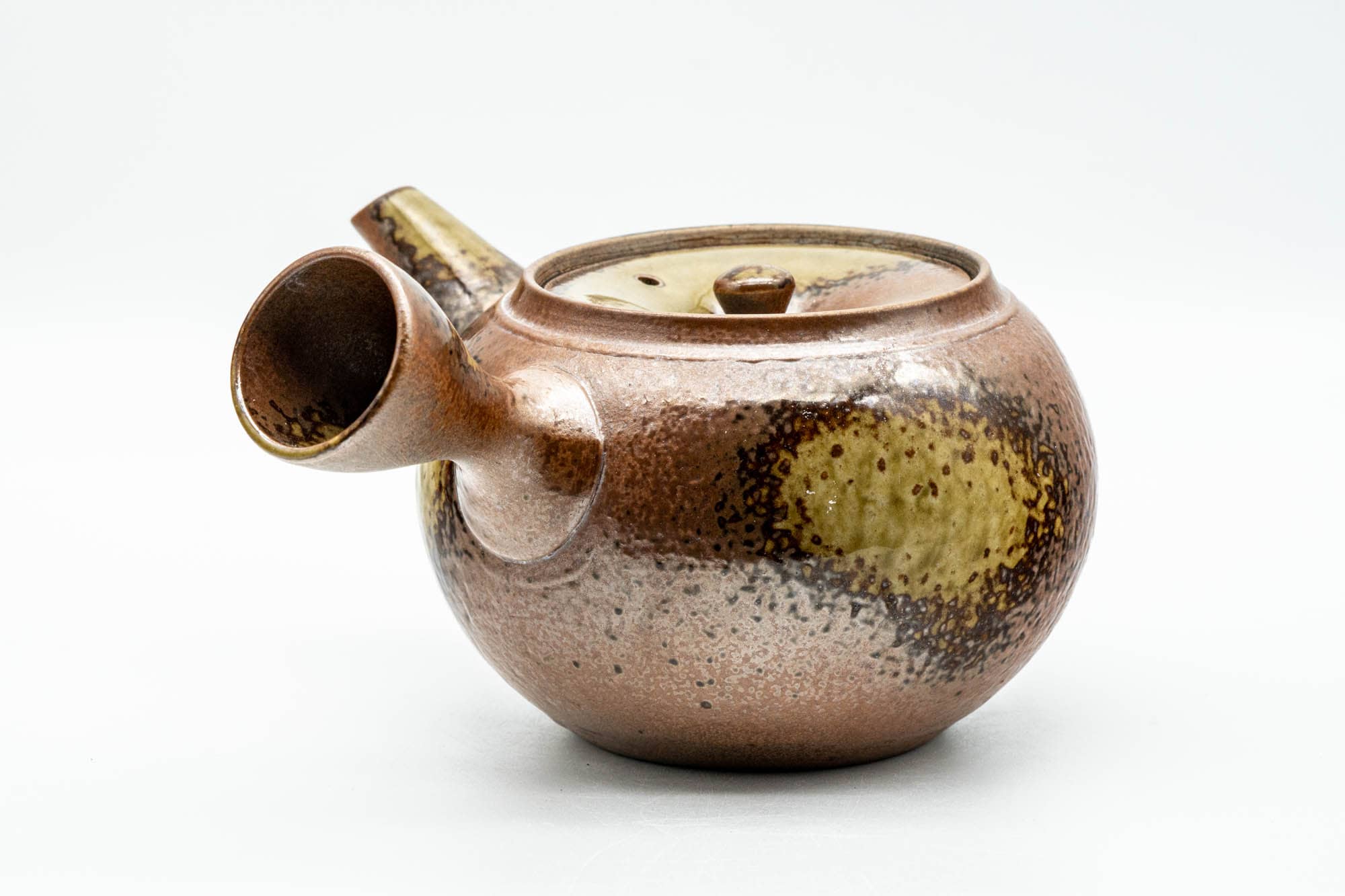 Japanese Kyusu - Ash Green Glazed Shigaraki-yaki Mesh Teapot - 375ml