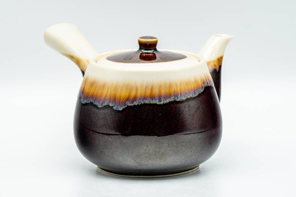 Japanese Kyusu - Brown Yellow Drip-Glazed Debeso Teapot - 275ml