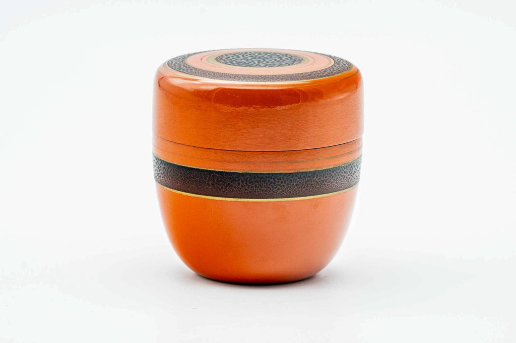 Japanese Natsume - Gold Striped Red Lacquer Matcha Tea Caddy - 110ml