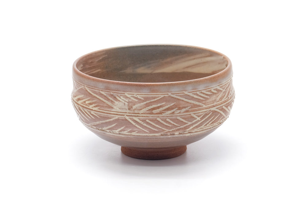 Japanese Matcha Bowl - Pink White Hakeme Chawan - 475ml