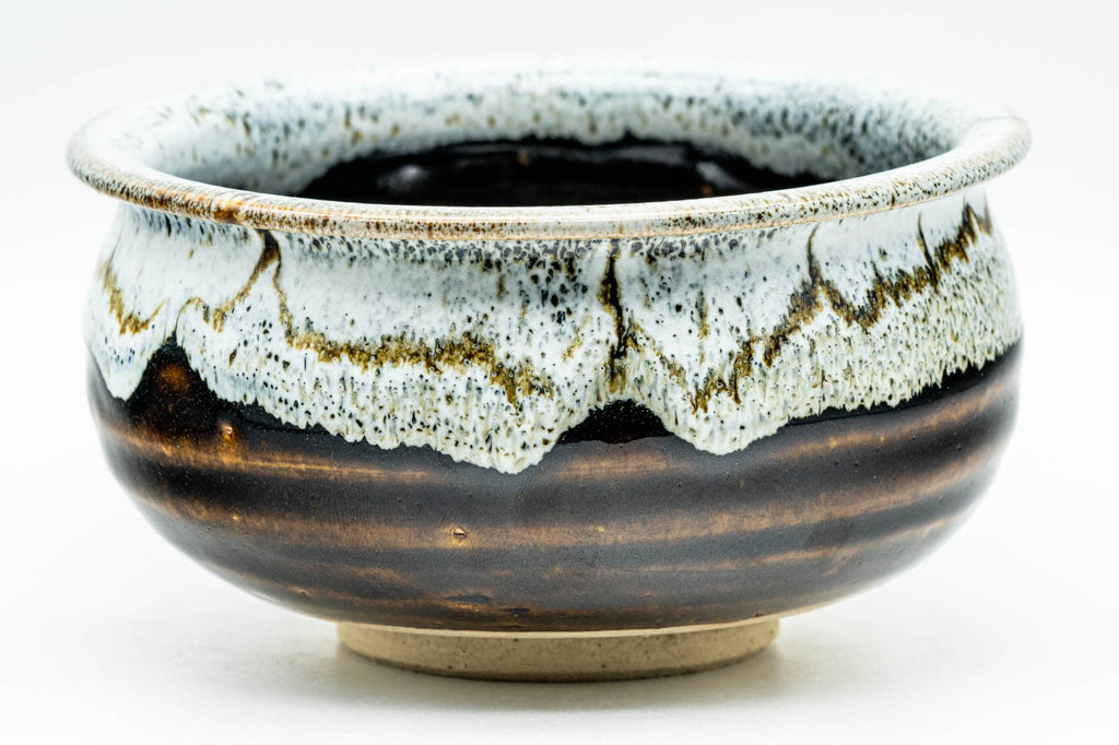 Japanese Kensui - Brown White Hare's Fur Glazed Water Bowl - 350ml