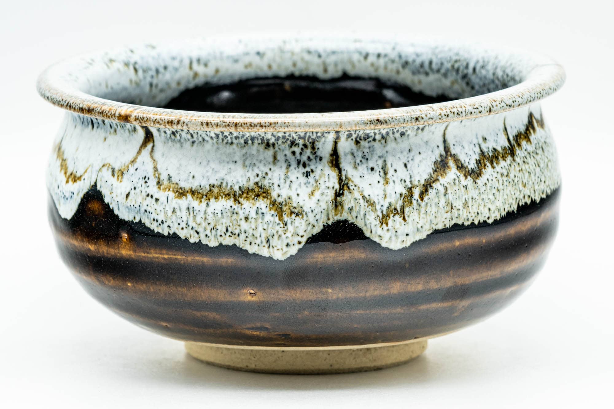 Japanese Kensui - Brown White Hare's Fur Glazed Water Bowl - 350ml