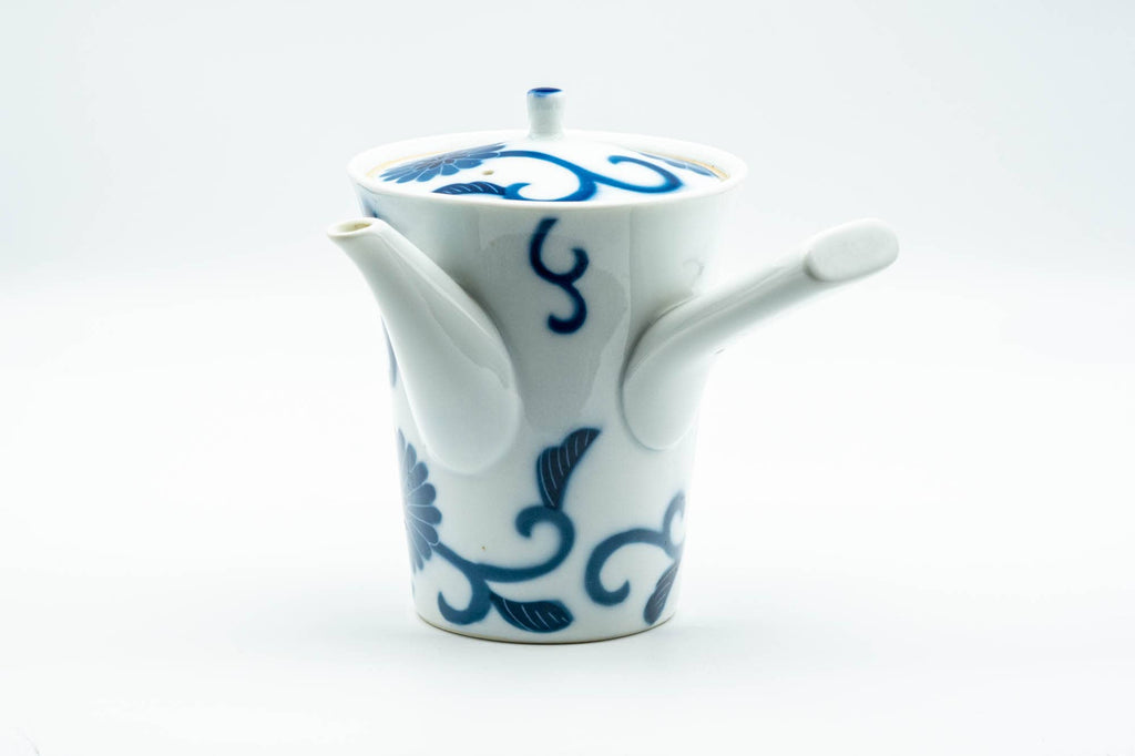 Japanese Kyusu - Blue Floral Arita-yaki Porcelain Debeso Teapot - 300ml