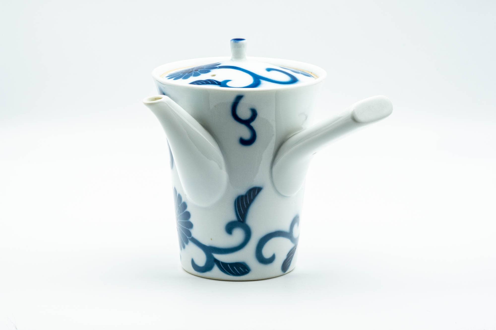 Japanese Kyusu - Blue Floral Arita-yaki Porcelain Debeso Teapot - 300ml