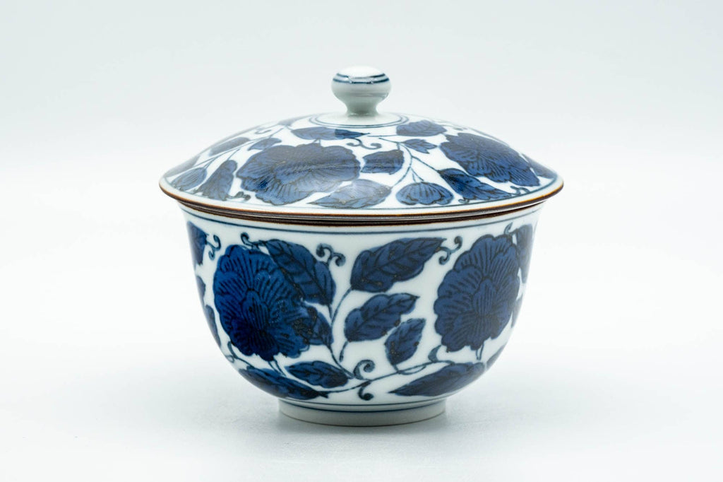 Japanese Teacup - 有田焼 Blue Floral Arita-yaki Lidded Yunomi - 130ml