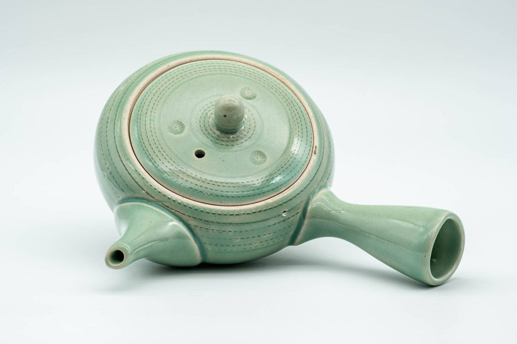 Japanese Kyusu - Mint Green Hiramaru-gata Obi-ami Teapot - 220ml