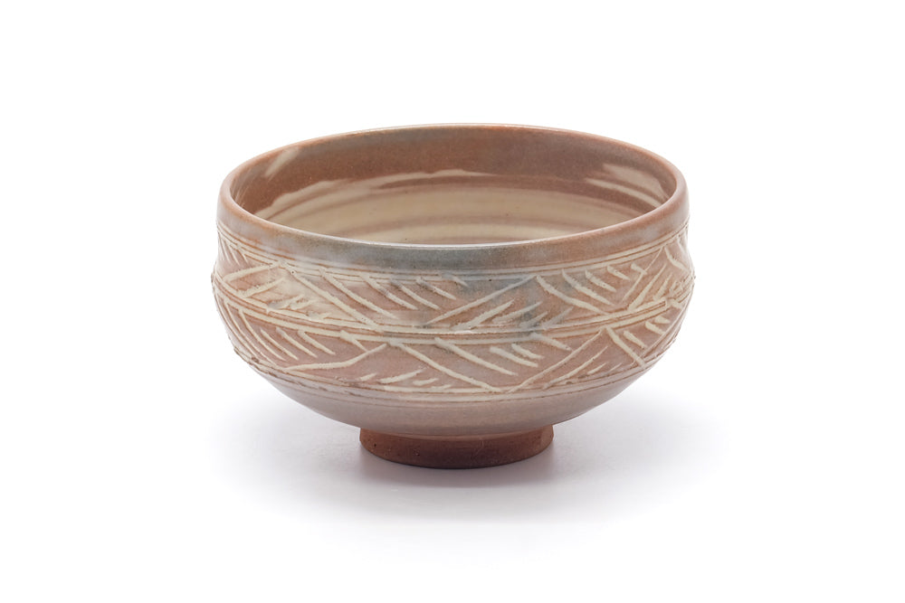 Japanese Matcha Bowl - Pink White Hakeme Chawan - 475ml