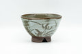 Japanese Teacup - Floral Hakeme Grey Glazed Yunomi - 110ml