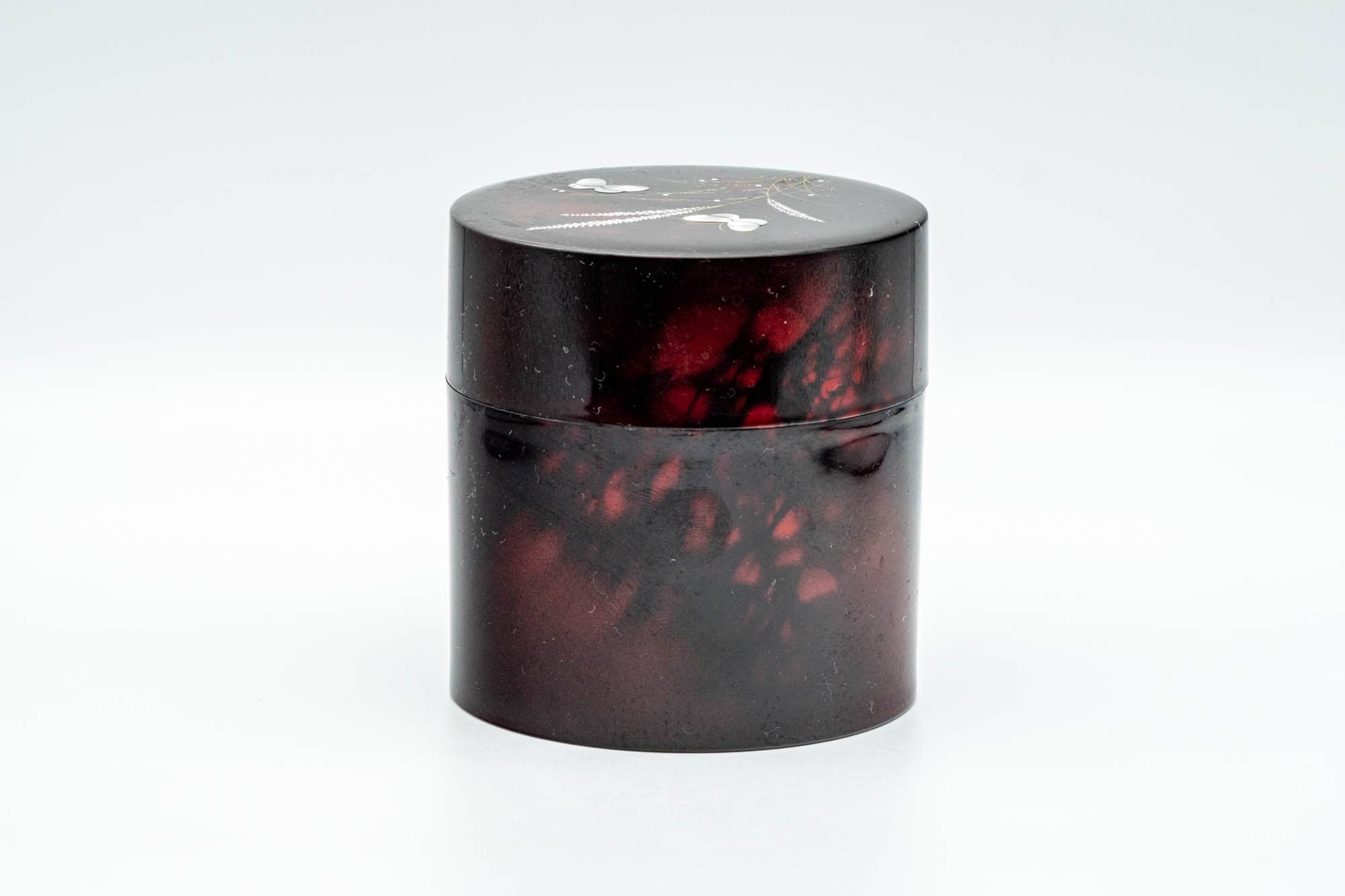 Japanese Chazutsu - Sparkling Butterflies Red Plastic Tea Canister - 300ml