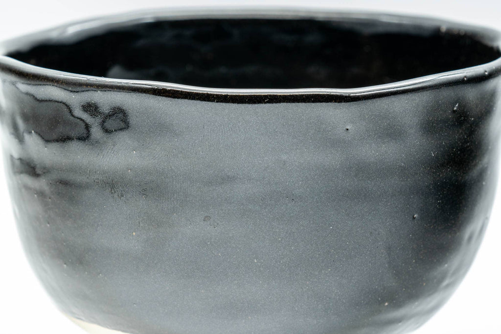 Japanese Matcha Bowl - Jet Black Glazed Wabi-Sabi Chawan - 350ml