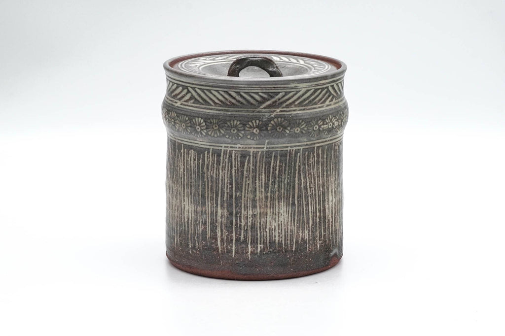 Japanese Mizusashi - Geometric Chrysanthemum Mishima Kiyomizu-yaki Water Container - 1000ml