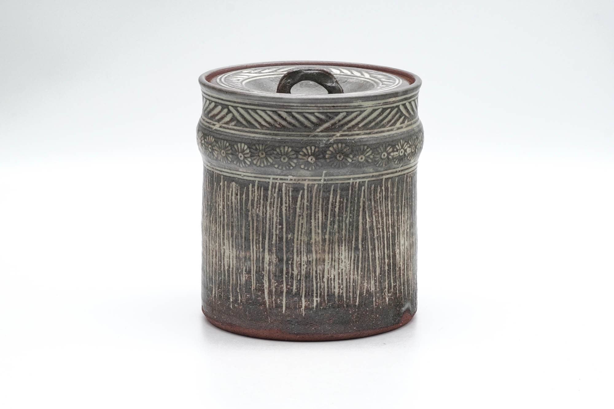 Japanese Mizusashi - Geometric Chrysanthemum Mishima Kiyomizu-yaki Water Container - 1000ml