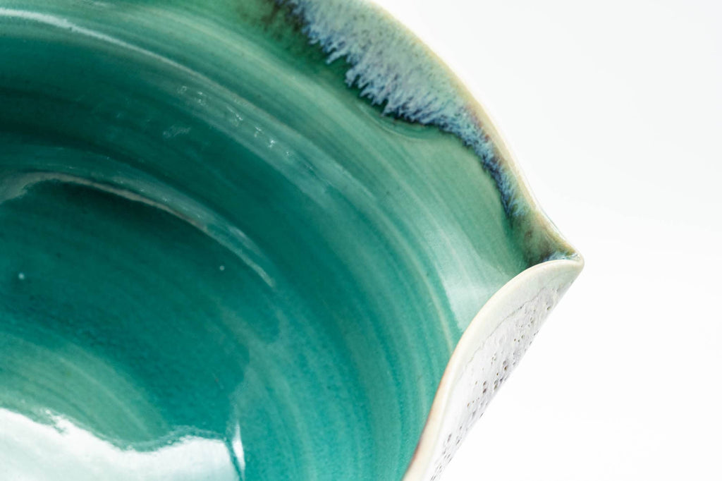 Japanese Katakuchi - Green Purple Hare's Fur Glazed Pouring Bowl - 250ml