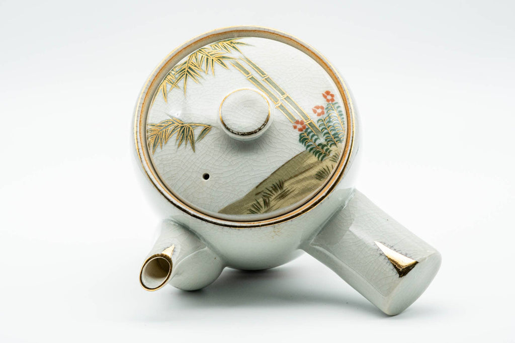Japanese Kyusu - Bamboo Peacock Kutani-yaki Ceramic Filter Teapot - 400ml
