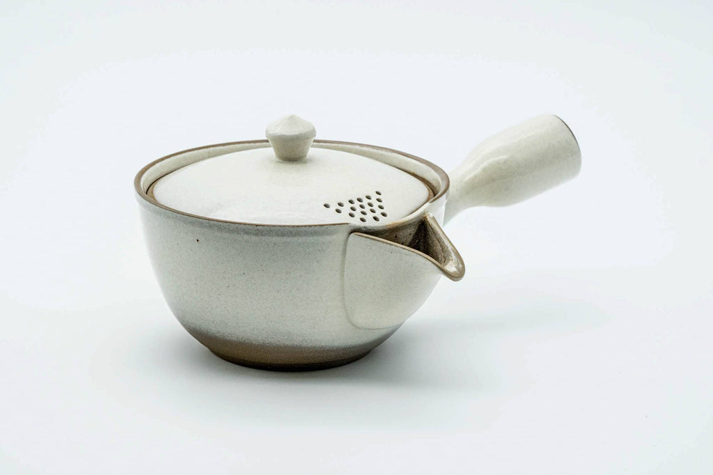 Japanese Kyusu - White Glazed Ceramic Filter Teapot - 340ml