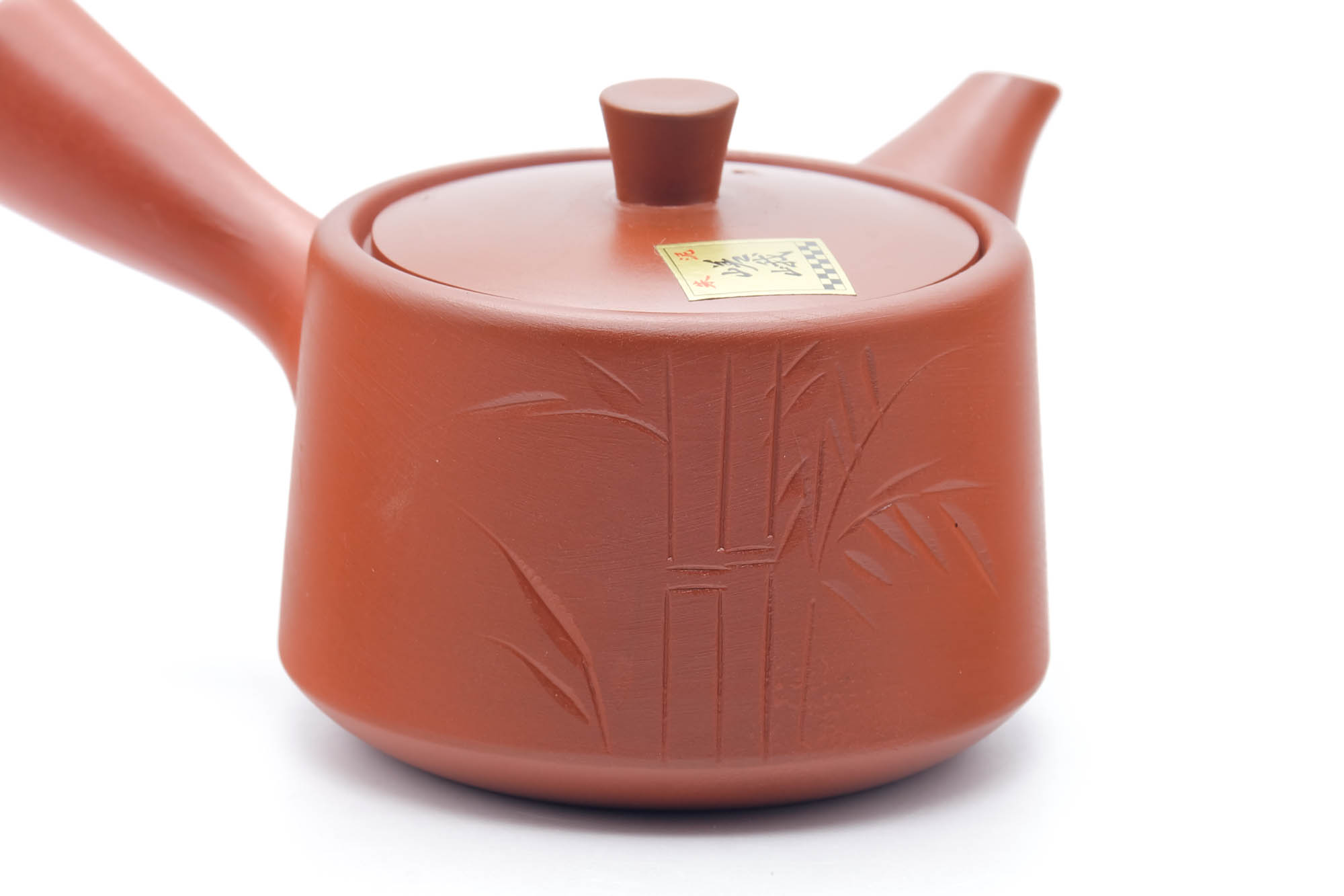 Japanese Tea Set - Bamboo Engraved Tokoname-yaki Kyusu Teapot with 5 Yunomi Teacups