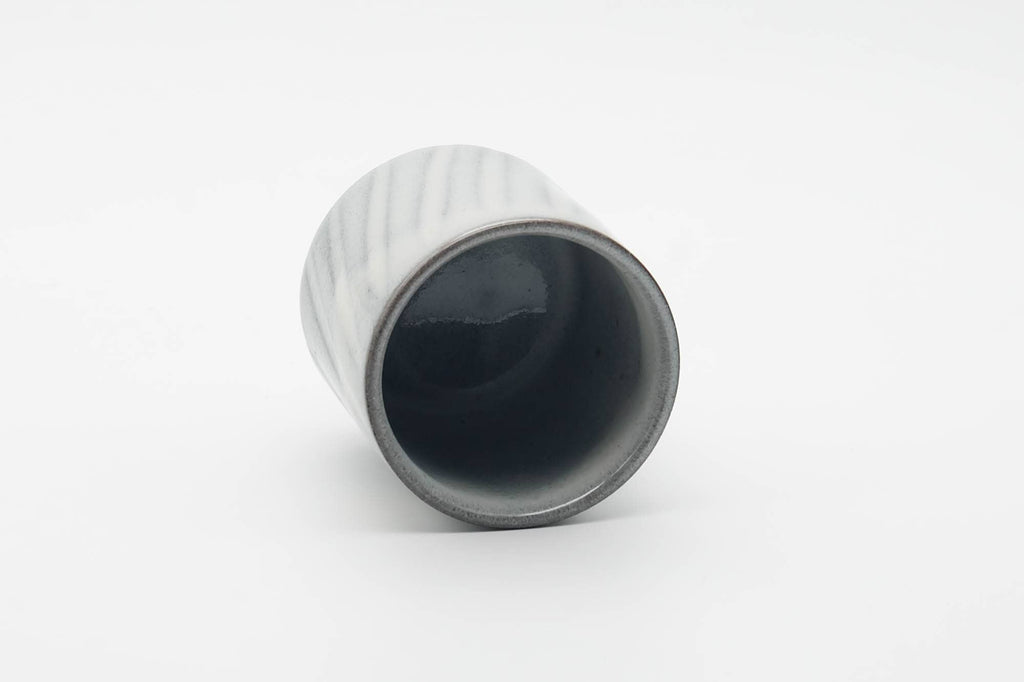 Japanese Teacup - Spiraling White Grey Glazed Yunomi - 130ml