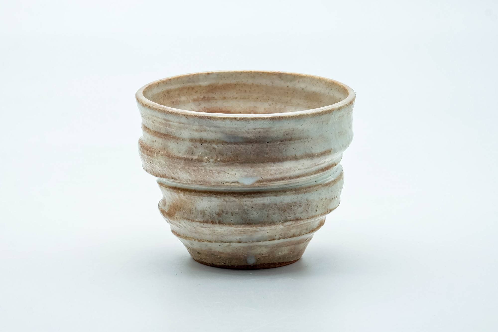 Japanese Teacup - Beige Cream Spotted Spiraling Yunomi - 220ml