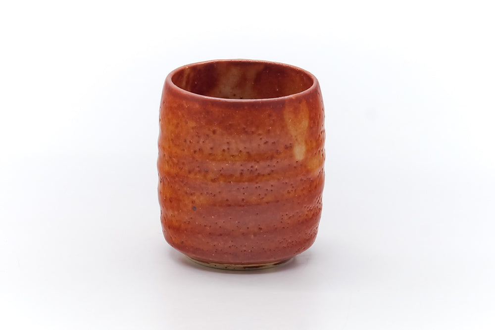 Japanese Teacup - Orange Shino Glazed Mino Yunomi - 100ml