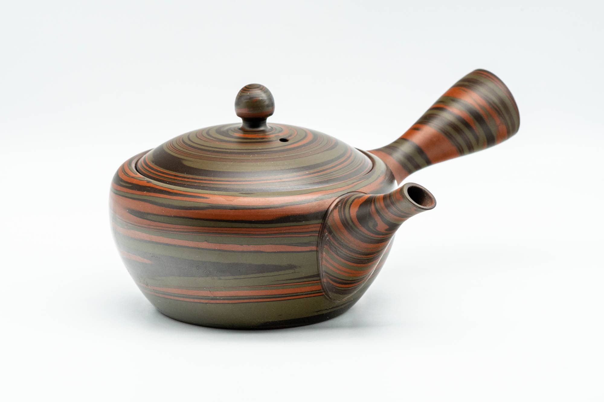 Japanese Kyusu - 陶仙 Tosen Hida - Red Nerikomi Tokoname-yaki Debeso Teapot - 220ml