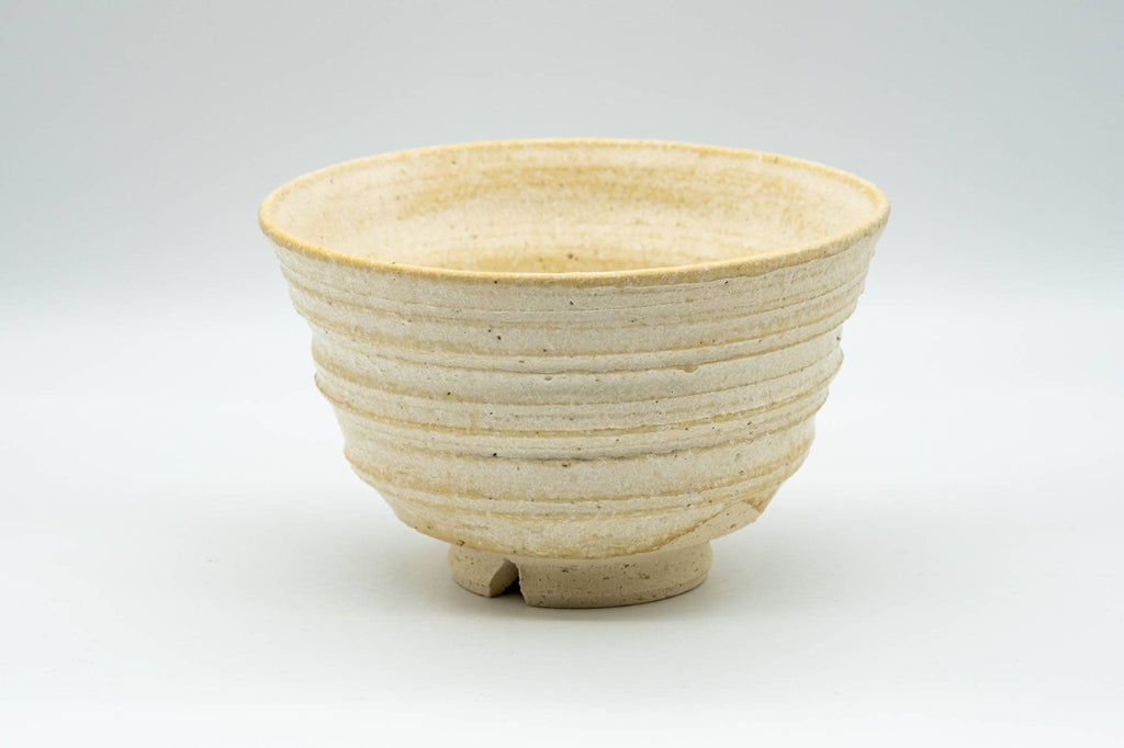 Japanese Matcha Bowl - Beige Glazed Spiraling Textured Sugi-nari Chawan  - 350ml