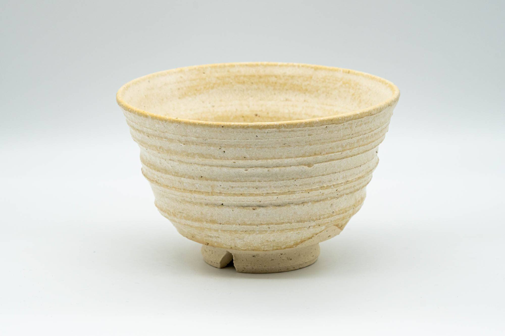 Japanese Matcha Bowl - Beige Glazed Spiraling Textured Sugi-nari Chawan  - 350ml