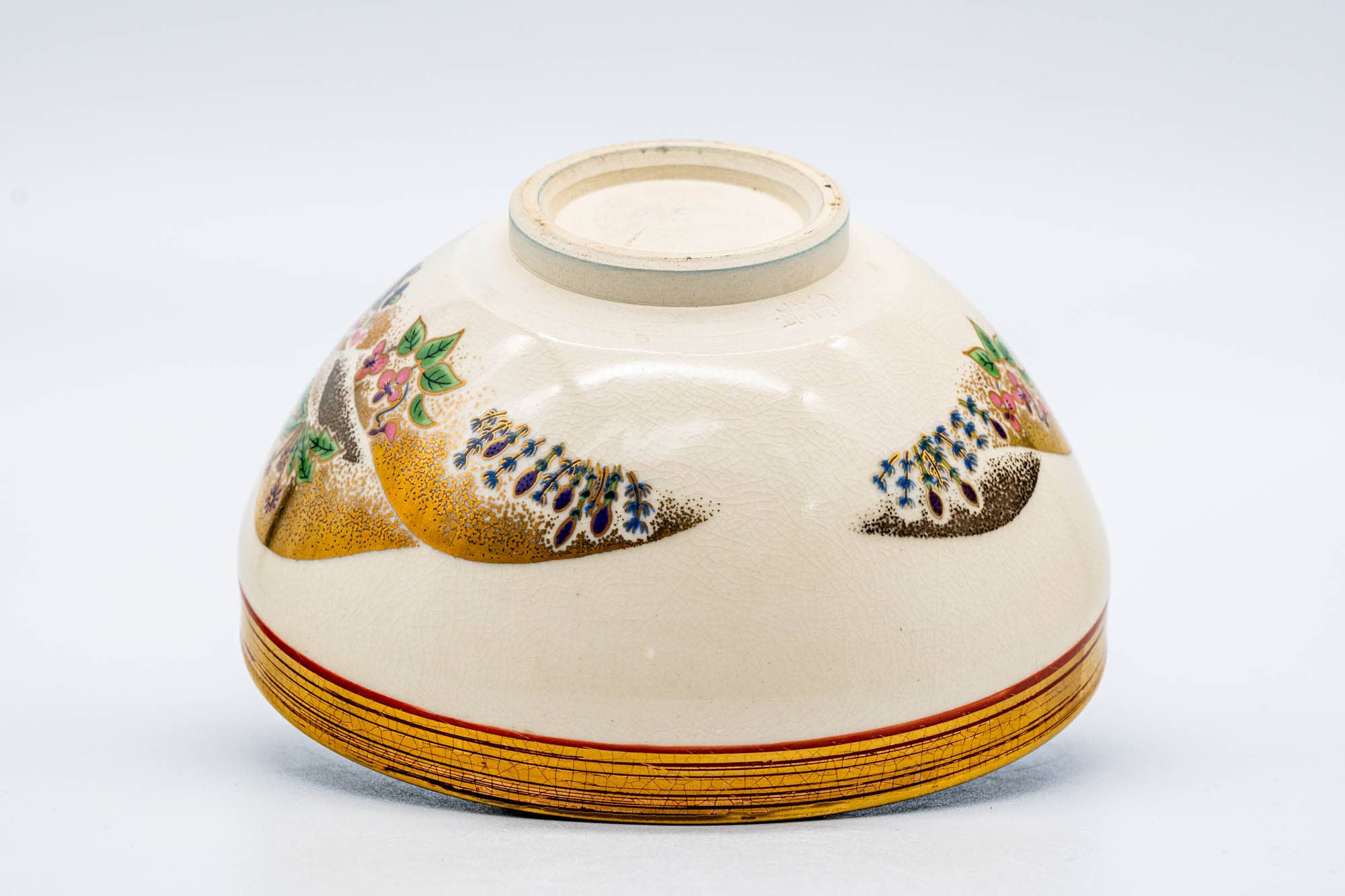 Japanese Matcha Bowl - Floral Gold Mountainous Tenmoku-gata Kyo-yaki Chawan - 200ml
