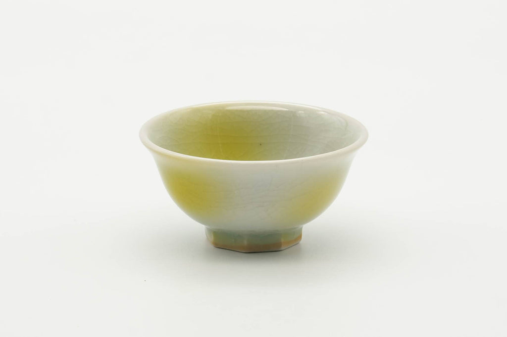 Japanese Teacup - Small Yellow White Porcelain Guinomi - 40ml