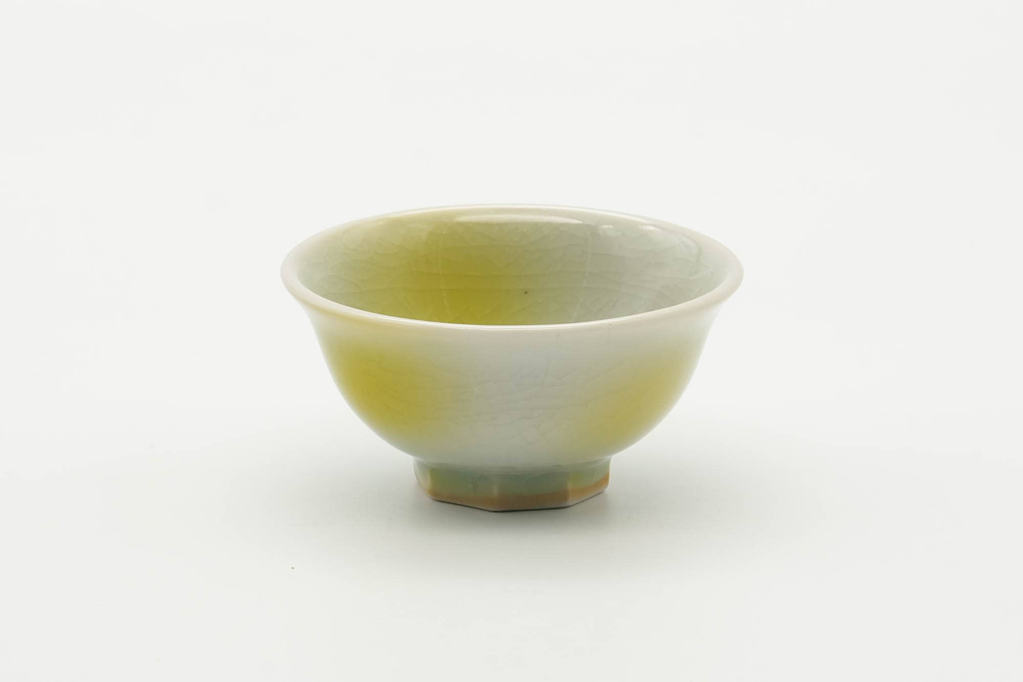 Japanese Teacup - Small Yellow White Porcelain Guinomi - 40ml