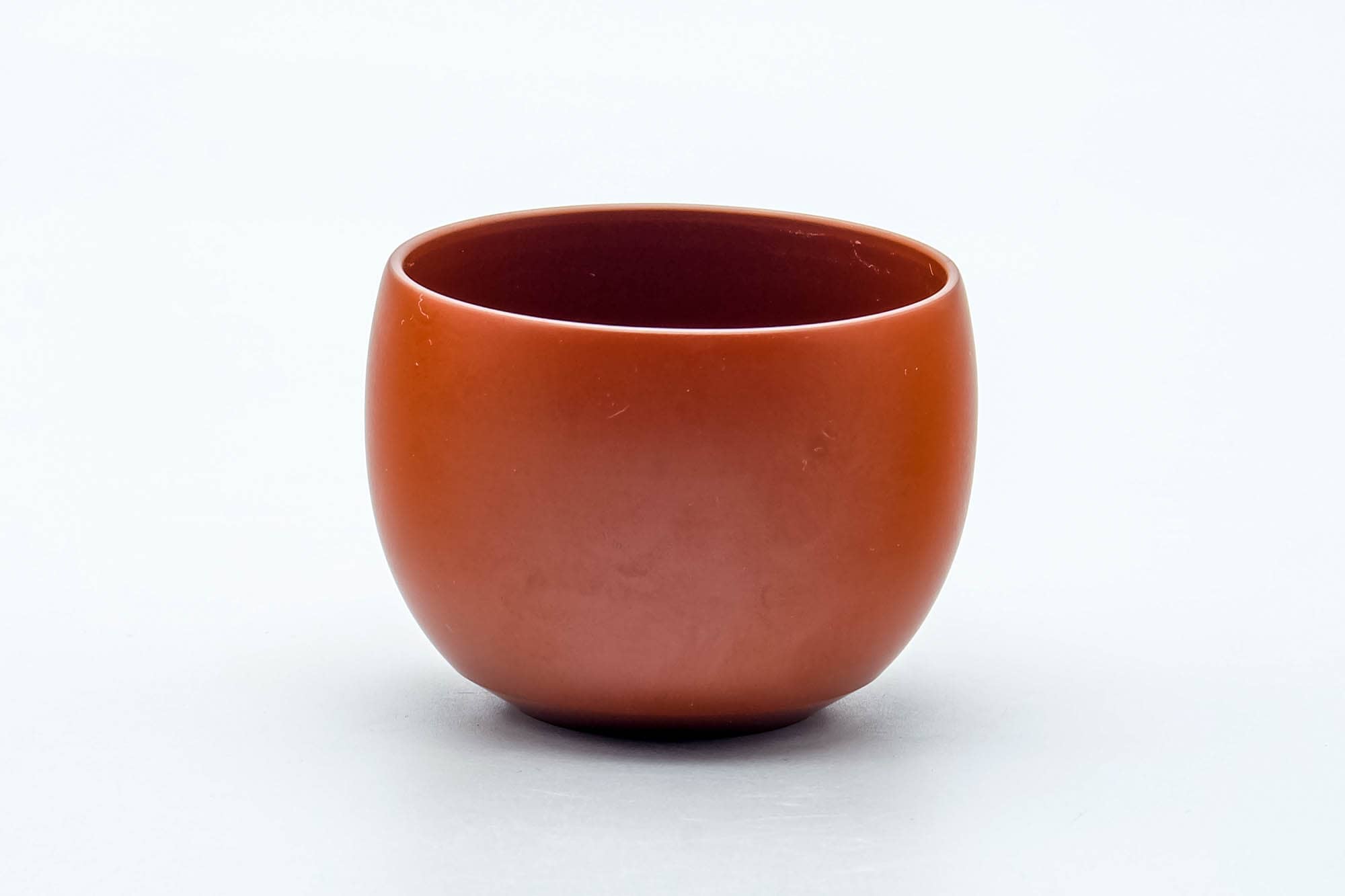 Japanese Teacup - Calligraphy Engraved Red Shudei Tokoname-yaki Yunomi - 80ml
