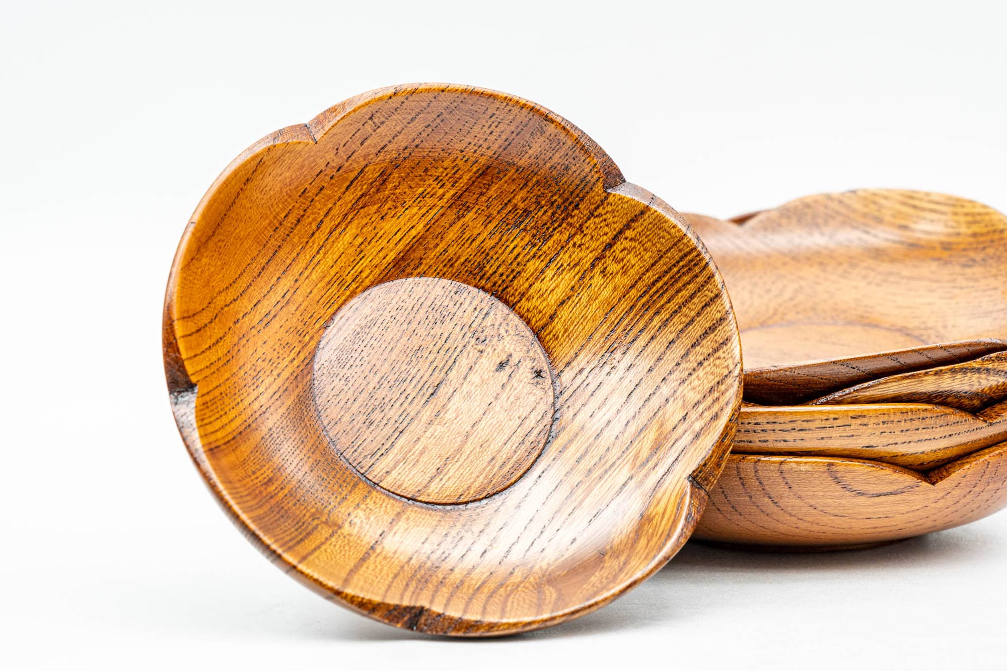 Japanese Chataku - Set of 5 Flower Petal-shaped Wooden Tea Coasters