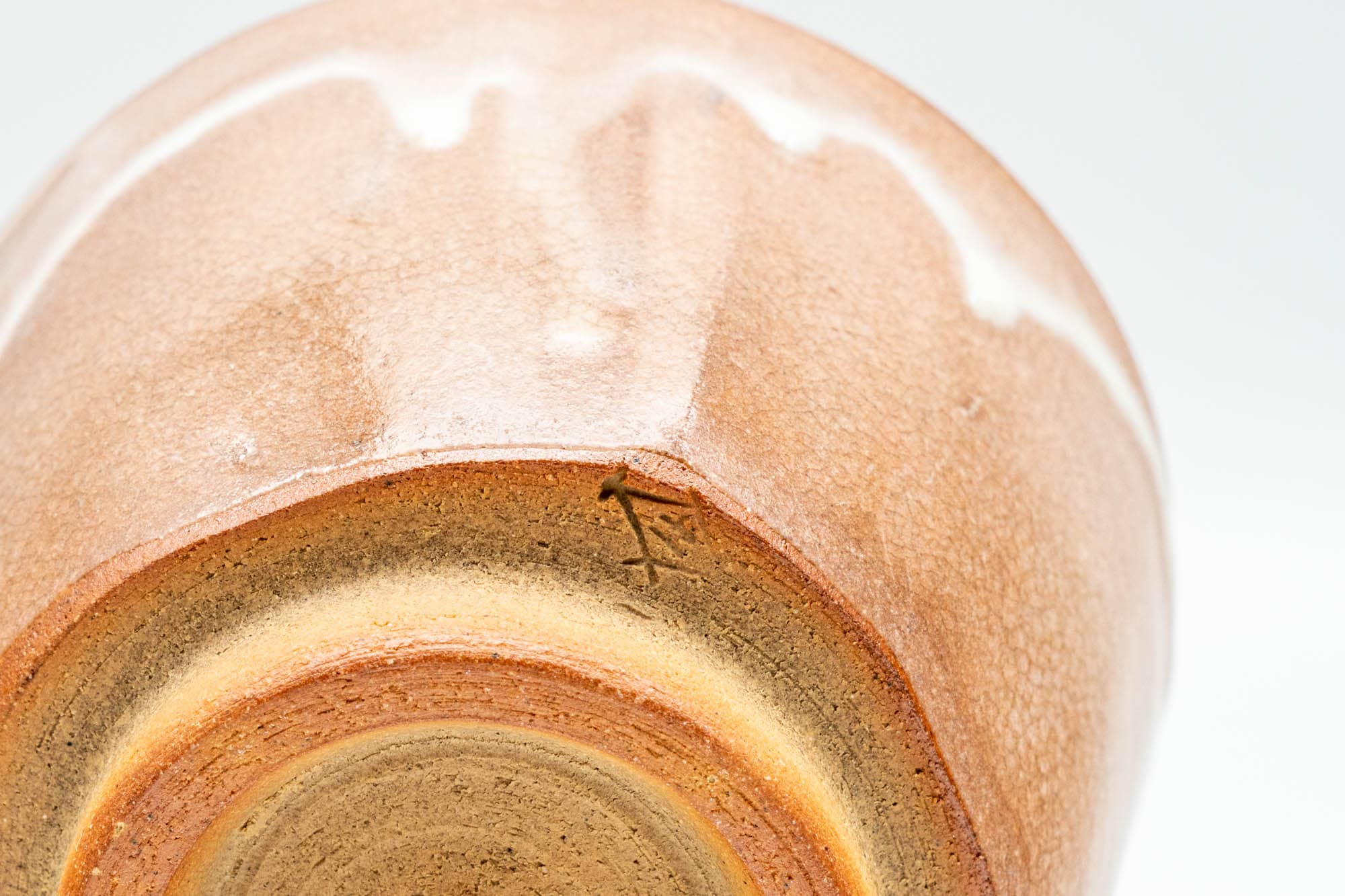 Japanese Teacup - Beige White Drip-Glazed Hagi-yaki Ushirode Yunomi - 110ml