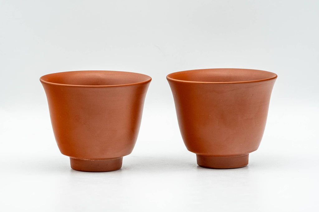 Japanese Teacup - Pair of Ume Red Shudei Tokoname-yaki Guinomi - 60ml