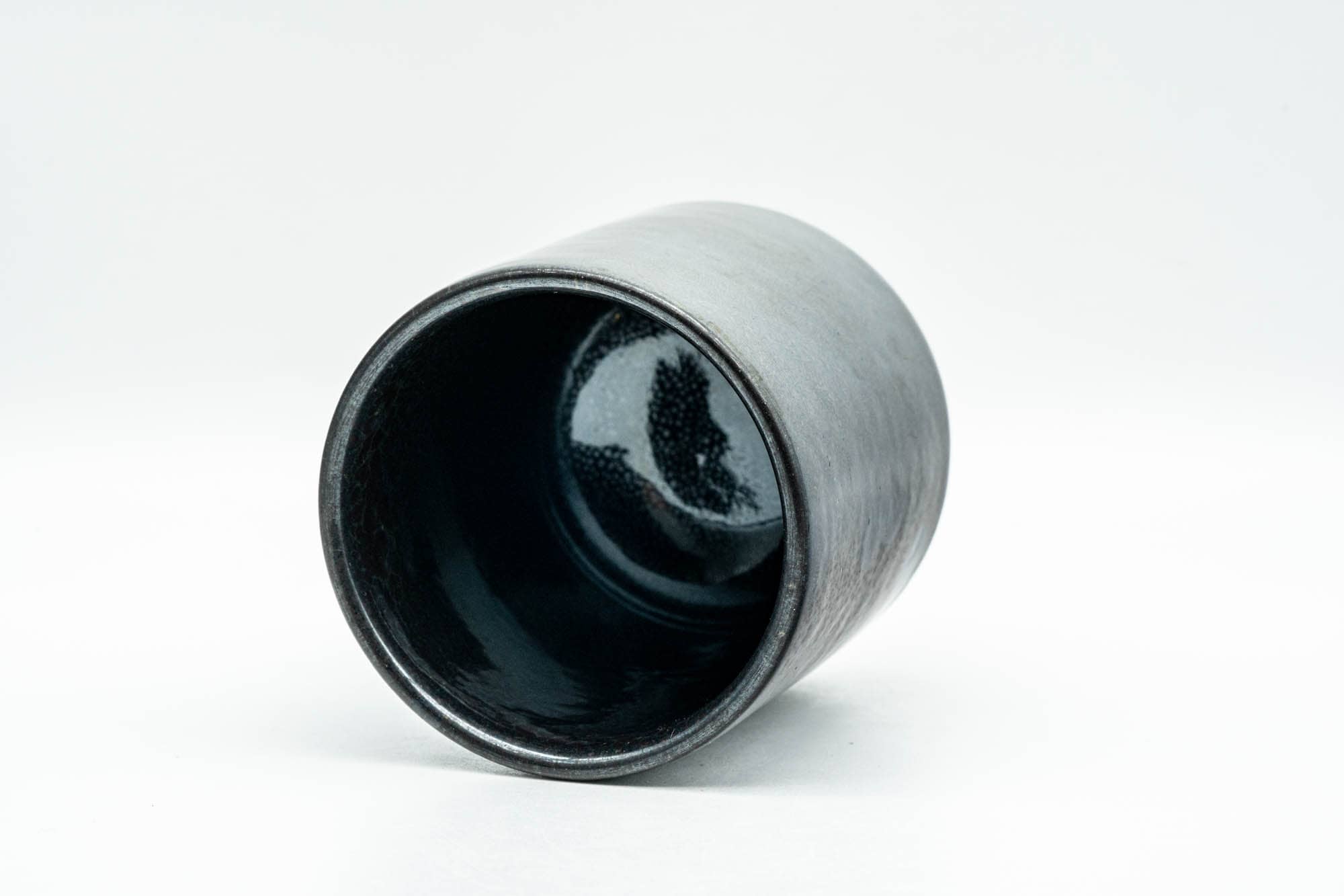 Japanese Teacup - Black Metallic Tenmoku Glazed Tsutsu-gata Yunomi - 200ml