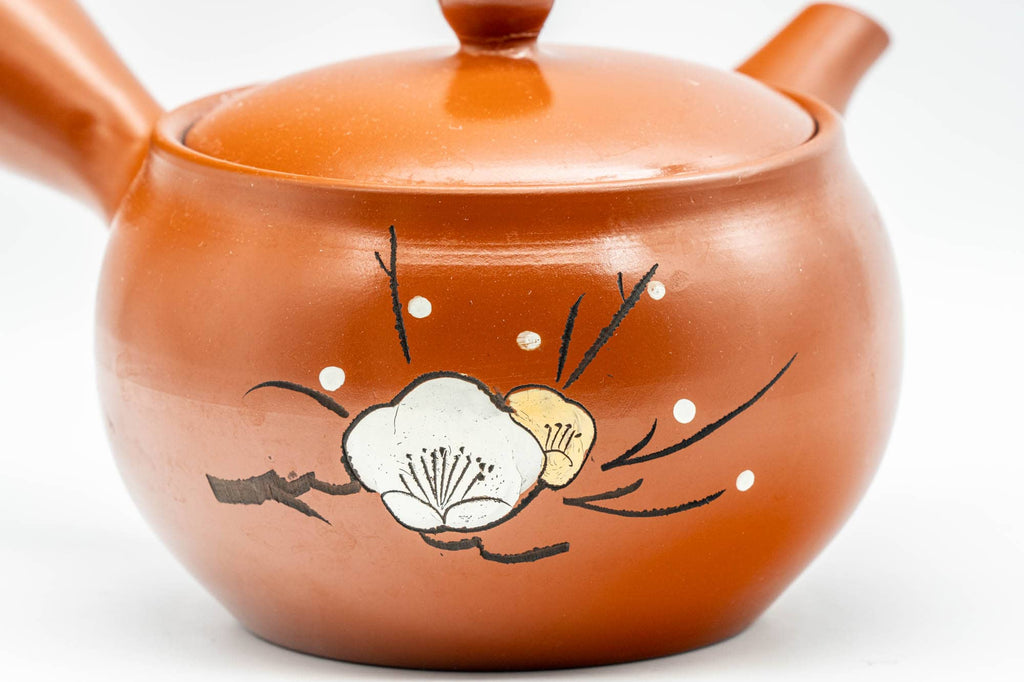 Japanese Kyusu - Plum Blossom Tokoname-yaki Teapot with Mesh Strainer - 350ml