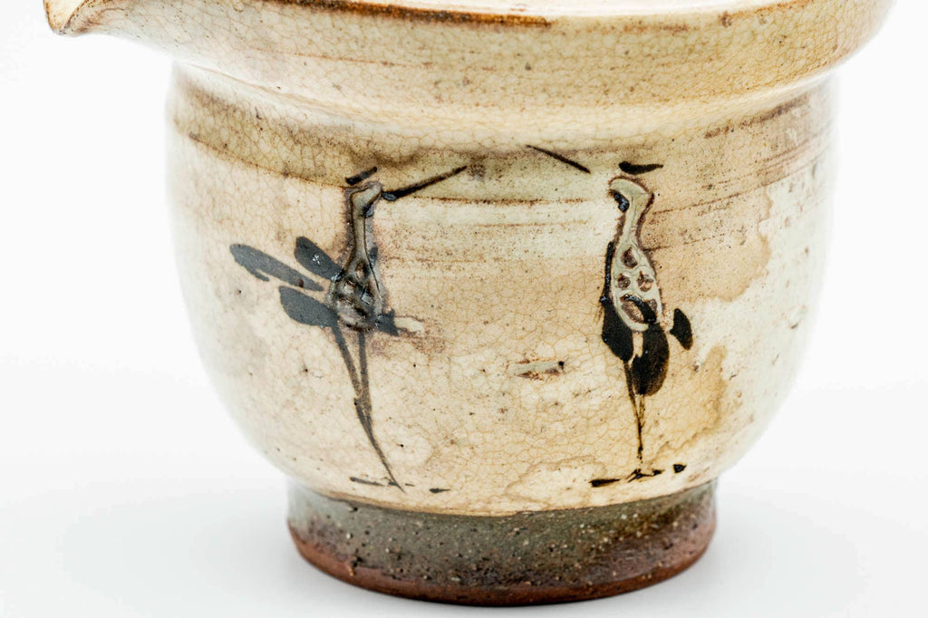 Japanese Shiboridashi - Beige Egret Kiyomizu-yaki Handle-less Teapot - 180ml