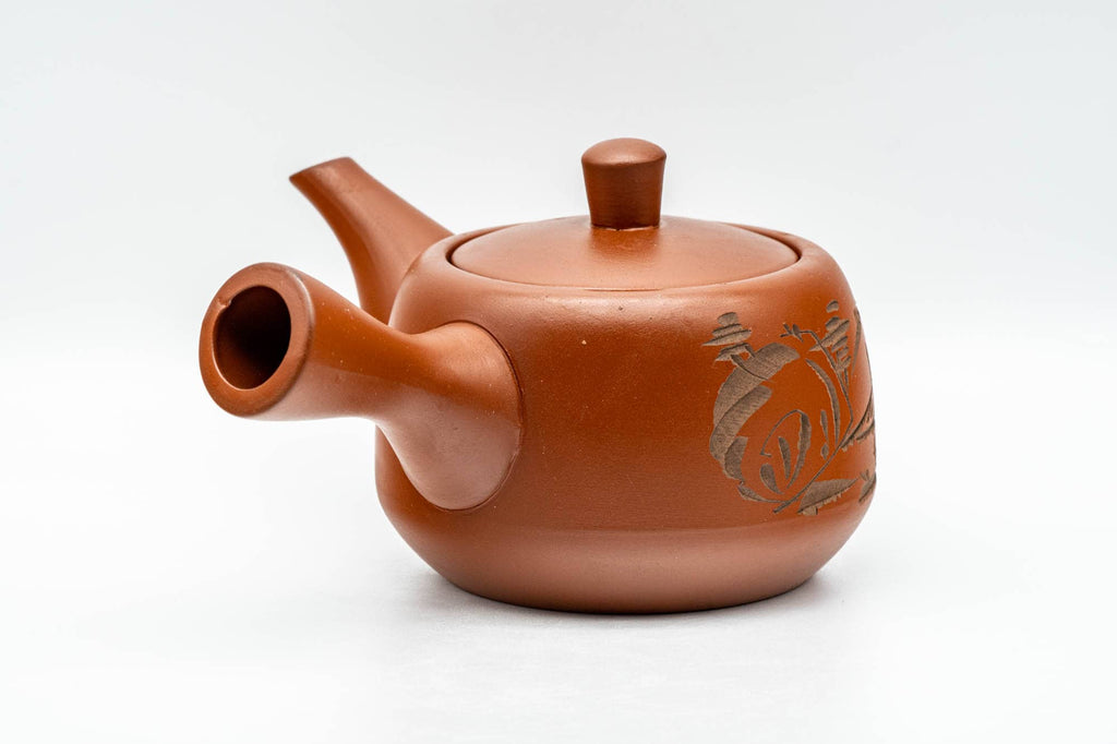 Japanese Kyusu - Engraved Village Tokoname-yaki Debeso Teapot - 275ml