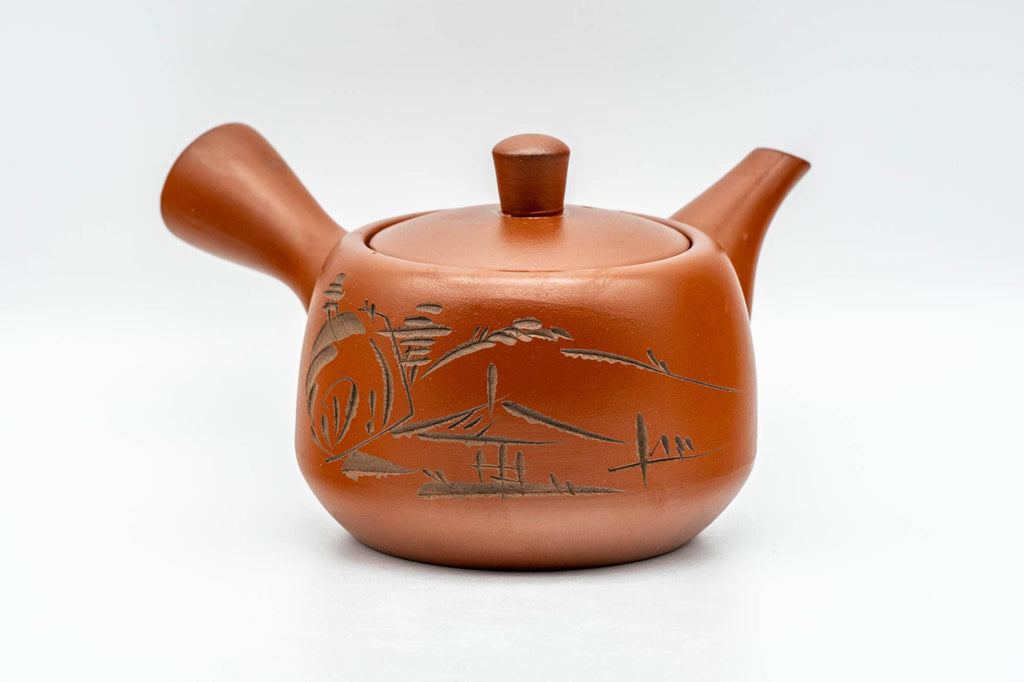 Japanese Kyusu - Engraved Village Tokoname-yaki Debeso Teapot - 275ml