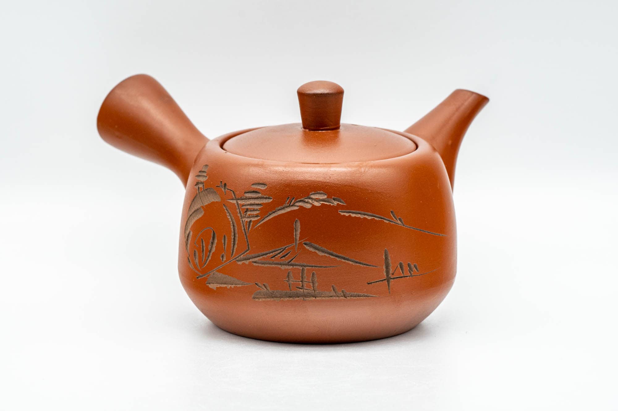 Japanese Kyusu - Engraved Village Tokoname-yaki Debeso Teapot - 275ml