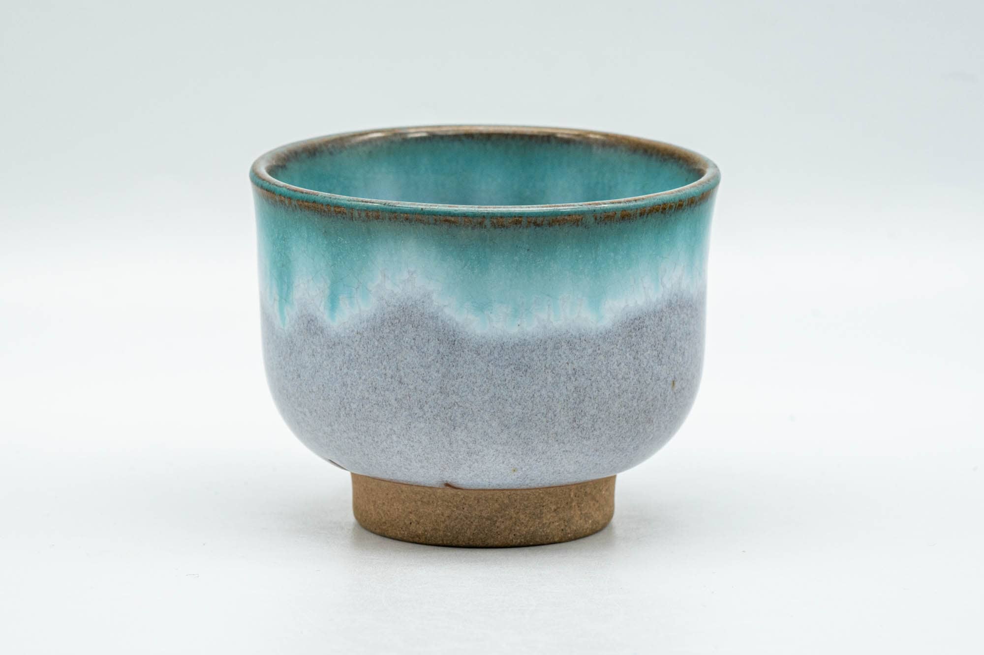 Japanese Teacup - Turquoise Drip-Glazed Agano-yaki Yunomi - 100ml