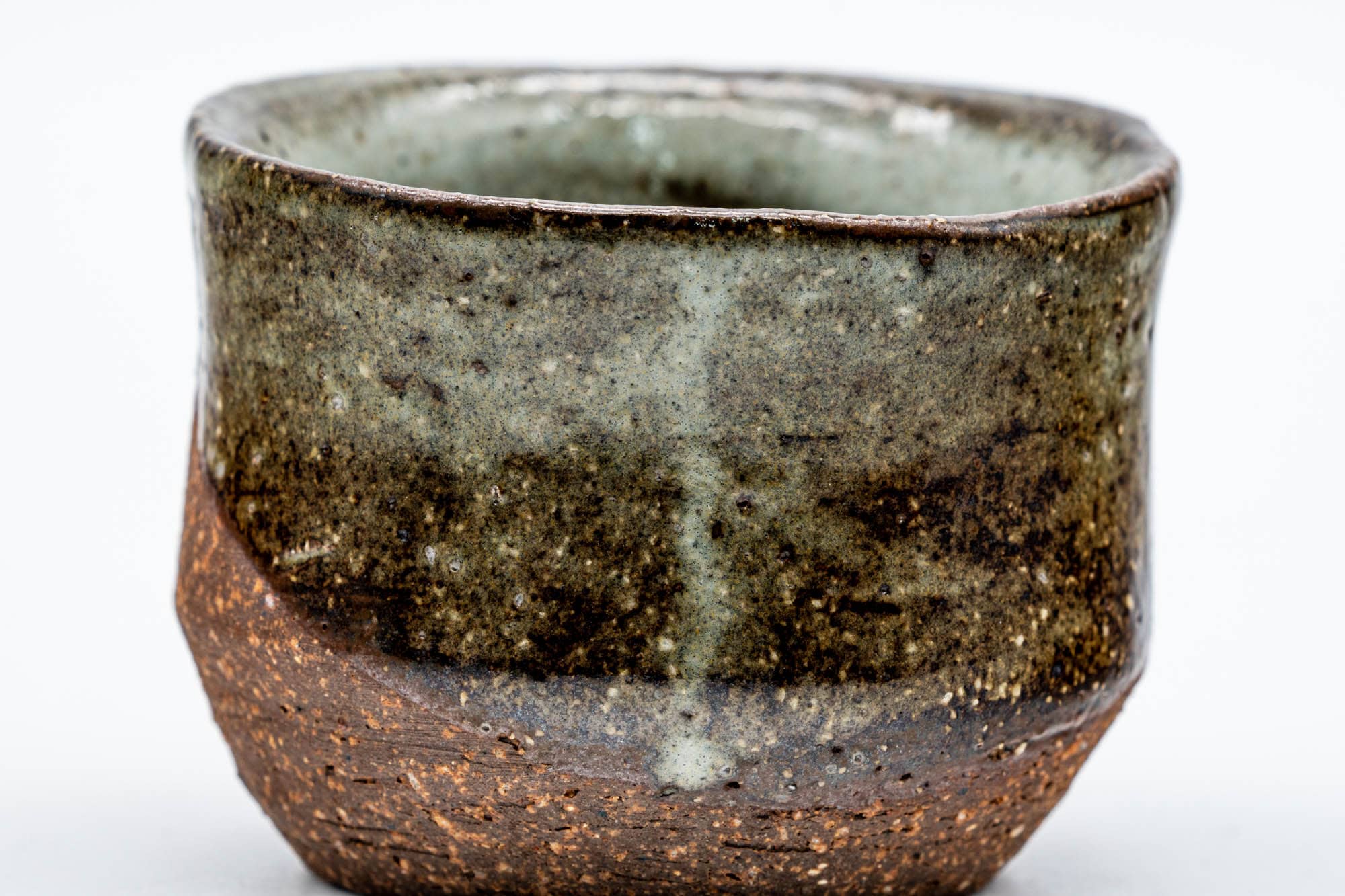 Japanese Teacup - Brown Green Drip-Glazed Yunomi - 70ml
