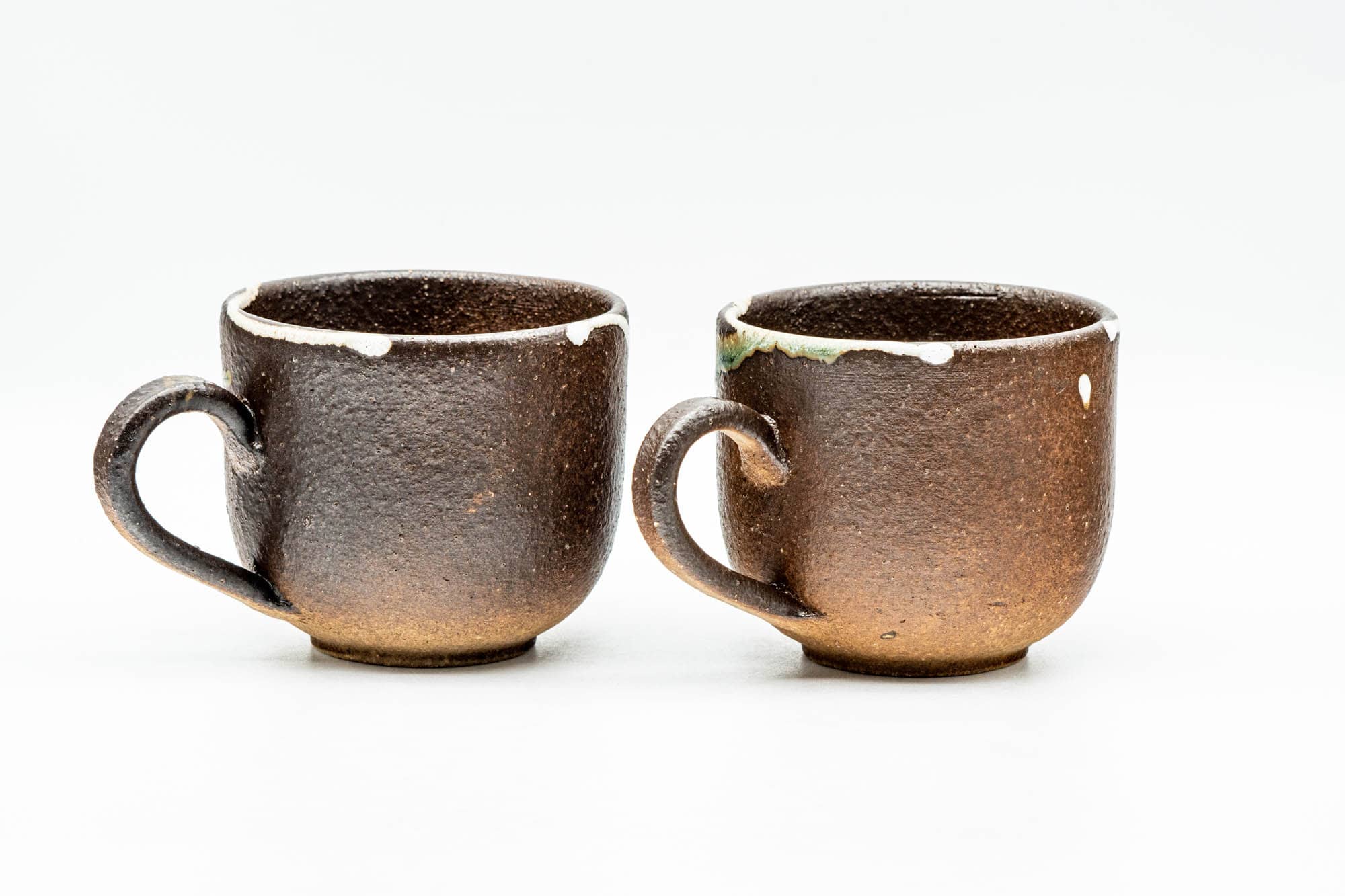 Japanese Teacups - Pair of Brown Textured Ushirode Yunomi - 150ml