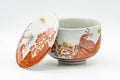 Japanese Teacup - Red Peacock Kutani-yaki Lidded Yunomi - 120ml