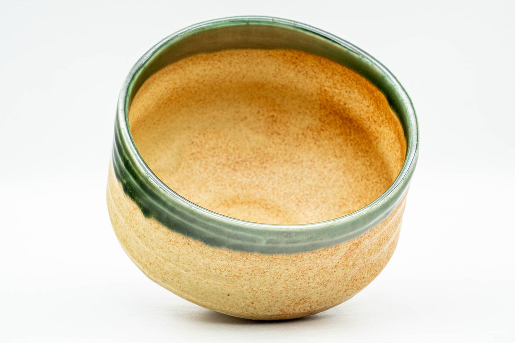 Japanese Matcha Bowl - Beige Green Hantsutsu-gata Chawan - 450ml