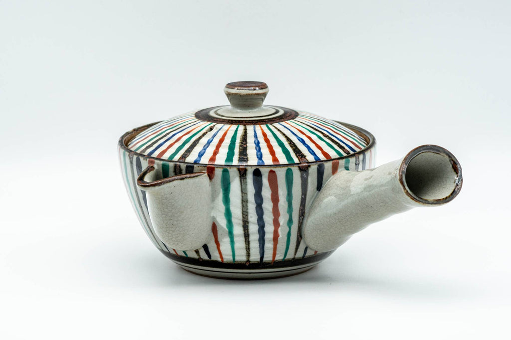 Japanese Kyusu - Multi-Coloured Stripes Do-ake Triangular-Spouted Teapot - 275ml