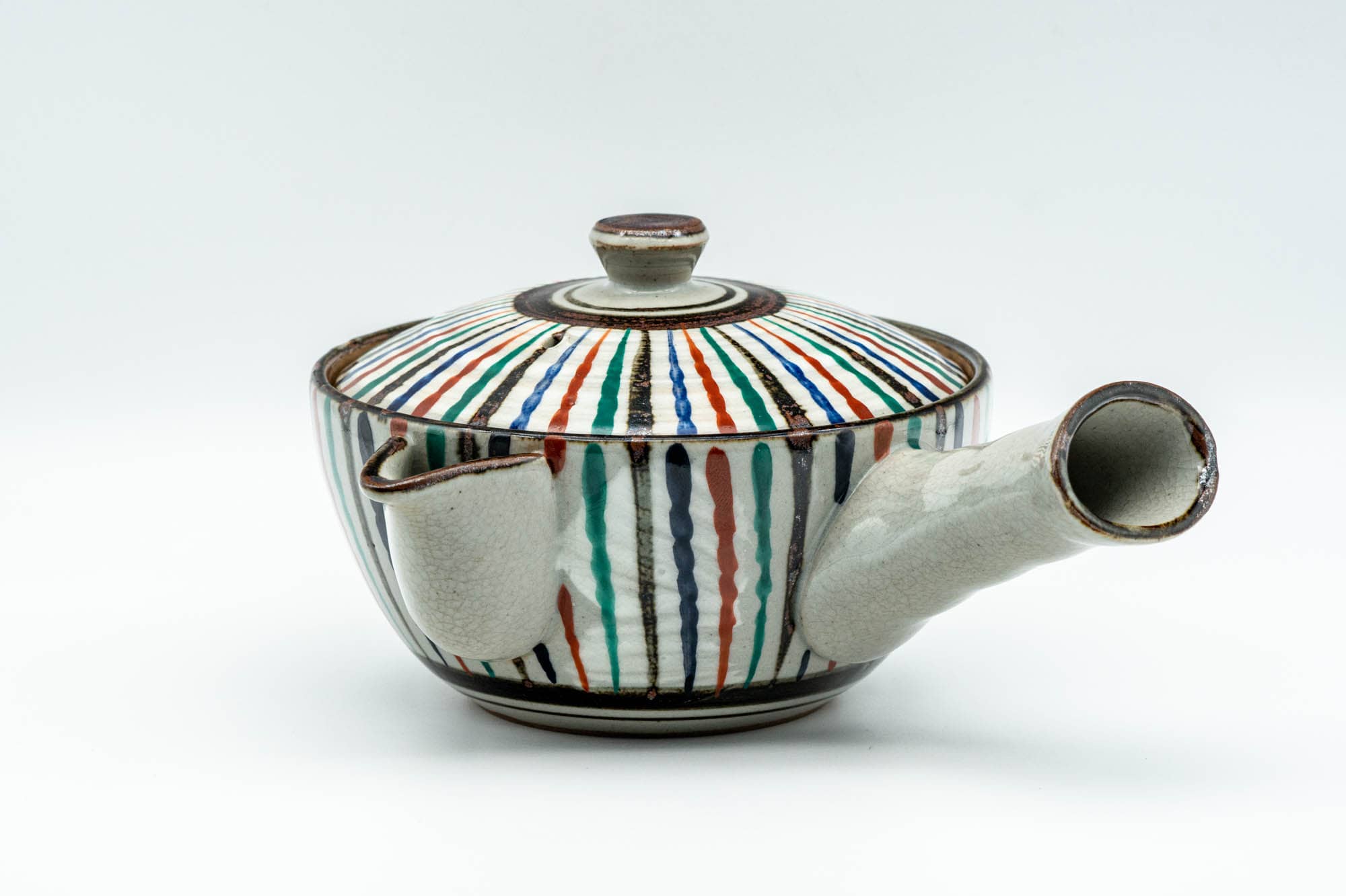 Japanese Kyusu - Multi-Coloured Stripes Do-ake Triangular-Spouted Teapot - 275ml